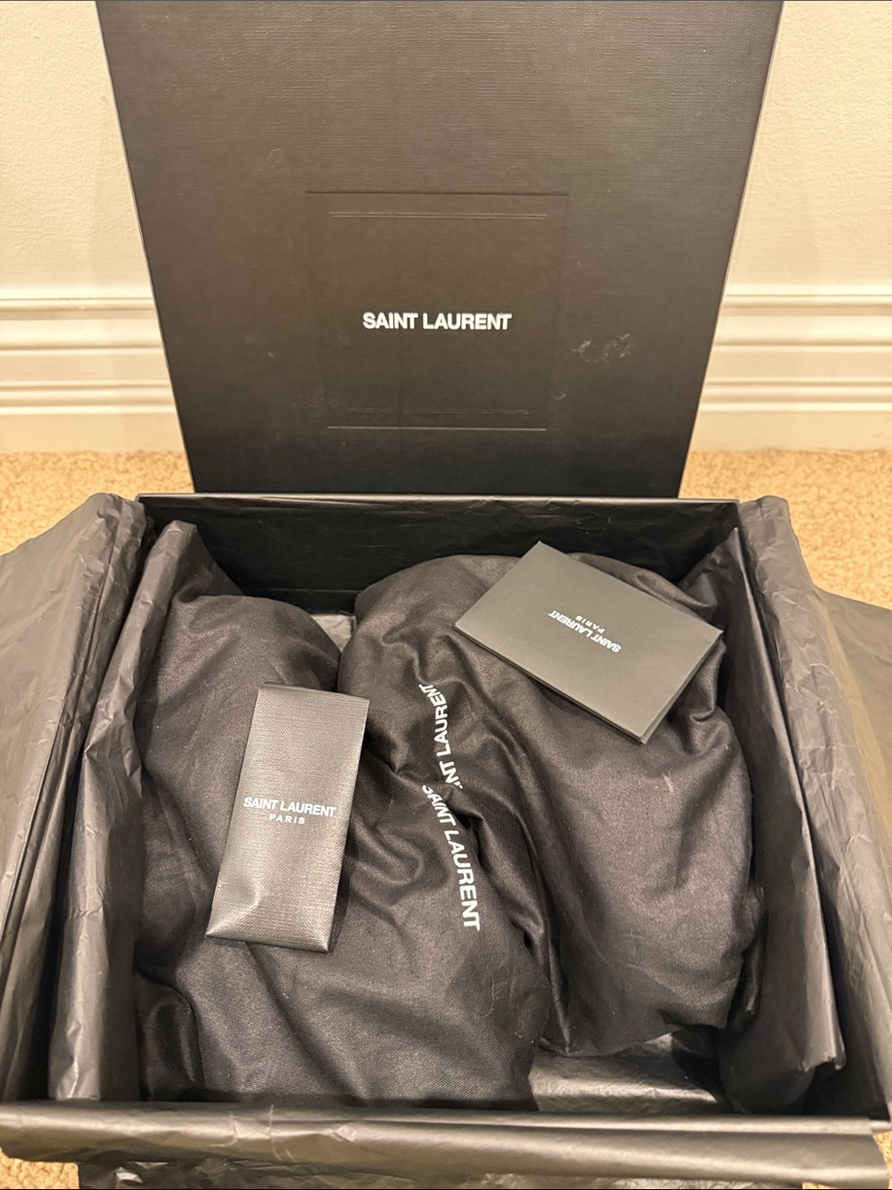 Saint Laurent Tribute 105 Camel Leather Platform Sandals Heels 37.5 Full Set - Picture 13 of 13